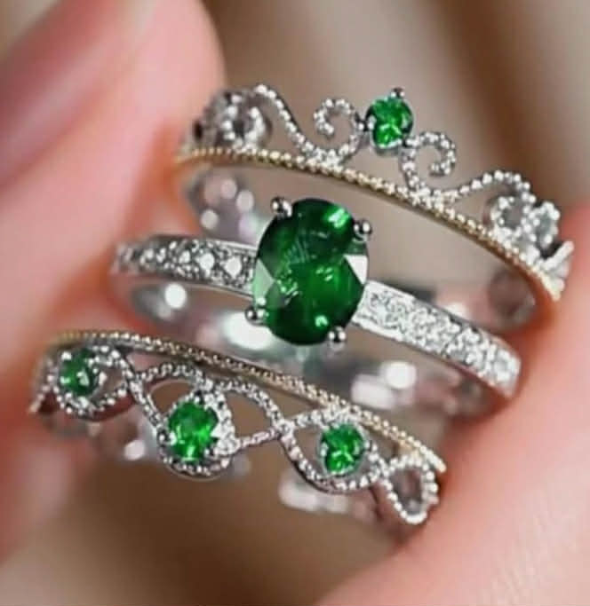 3 Pcs/Set Luxury Retro 4-Prong Inlay