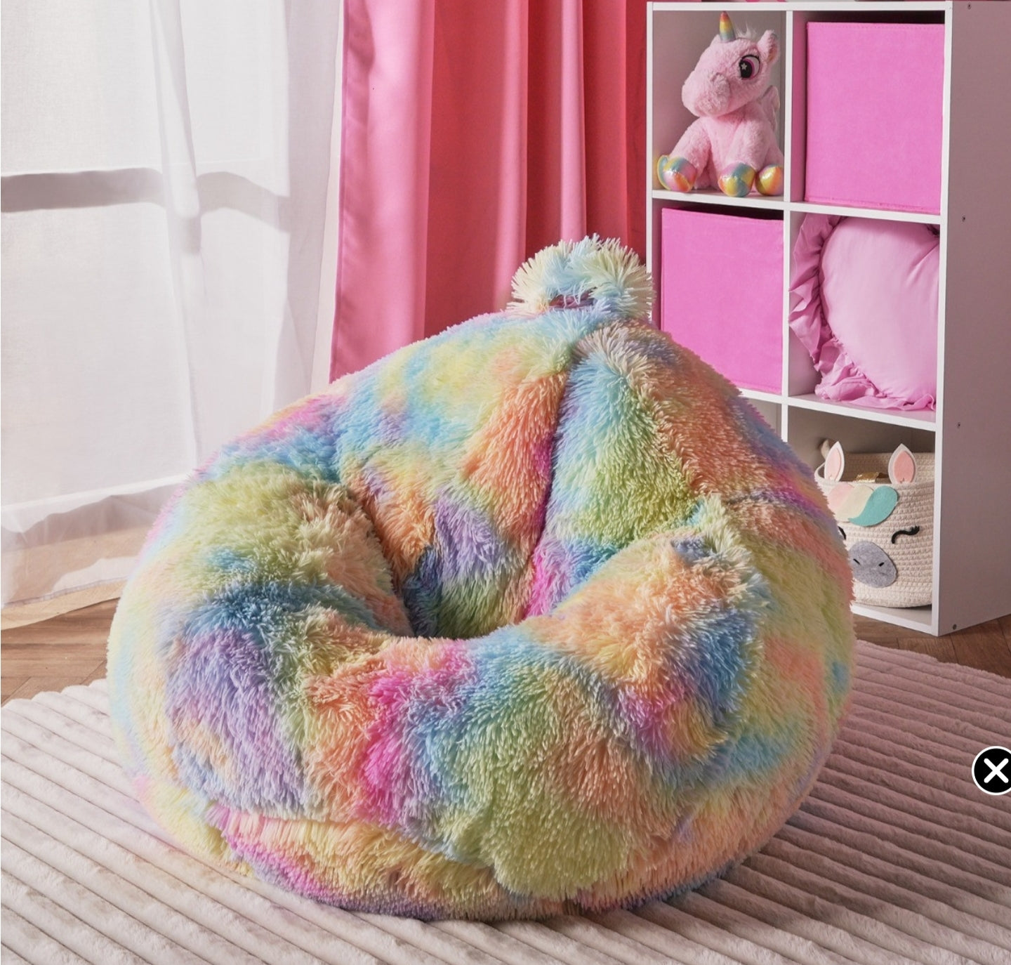 Kids Fluffy Tie Dye Bean Bag - Multi