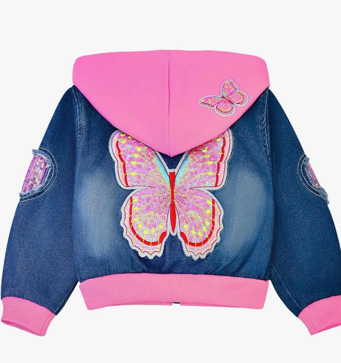 Little & Big Girls Sequin Outerwear Embroidery Denim Jacket
