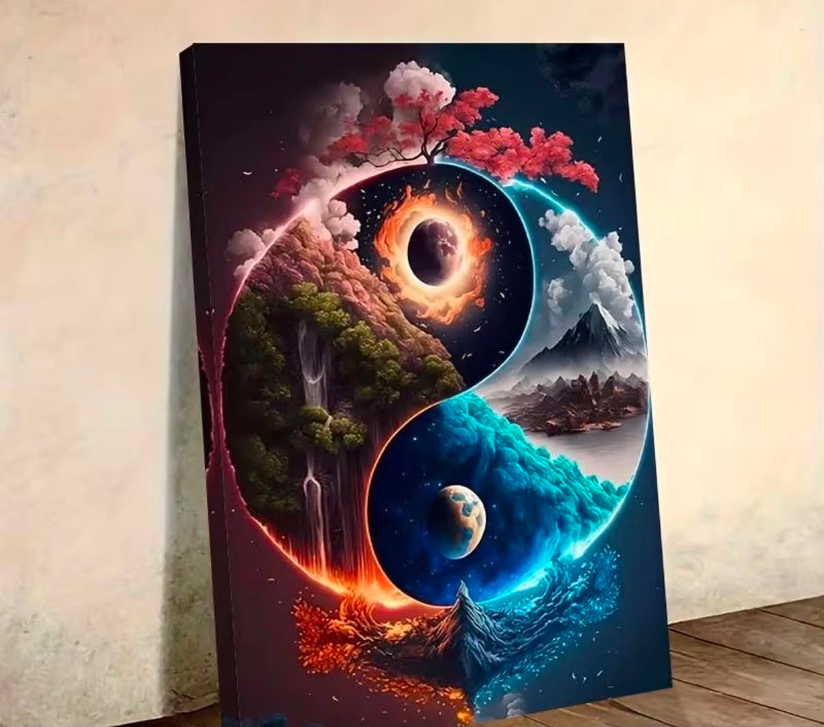 A Yin-Yang Art Canvas Painting - Vibrant Oil Painting Wall