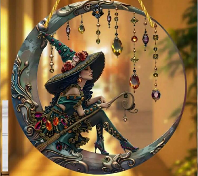1 pc Acrylic Witch Hat Decor, Colorful Glass Art Wall Hanging,
20x20