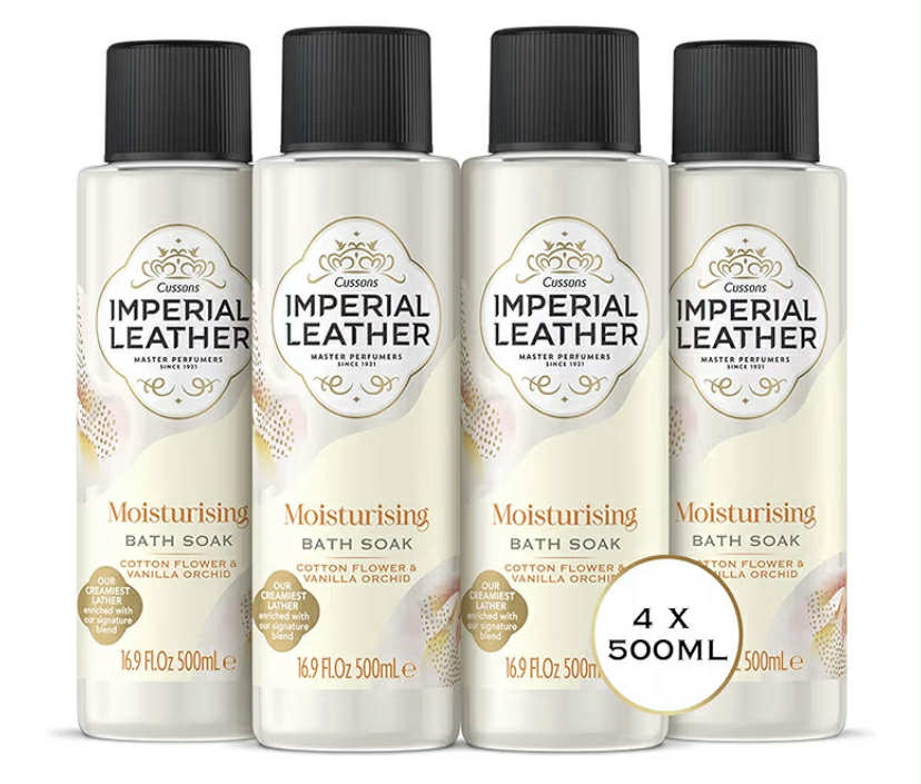 Imperial Leather Relaxing Bath Soak, Lavender & Wild Iris, Rich & Creamy Bubble Bath, Gentle Skin Care, Bulk Buy, Pack of 4 x 500ml