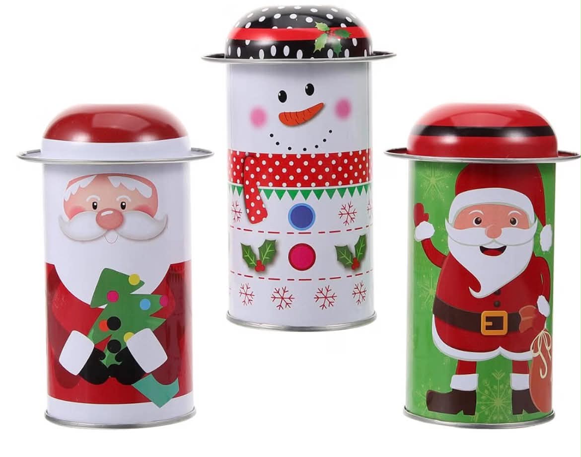 3pcs Christmas Box Candy Tin Jar - Candy Storage Containers Tinplate - Sweet Tin Can