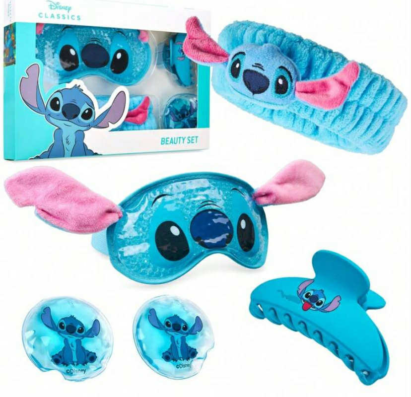 Stitch Cooling Eye Mask & Beauty Accessories Set Claw Clip Skincare Headband Soothing Pads Pampering Gift
