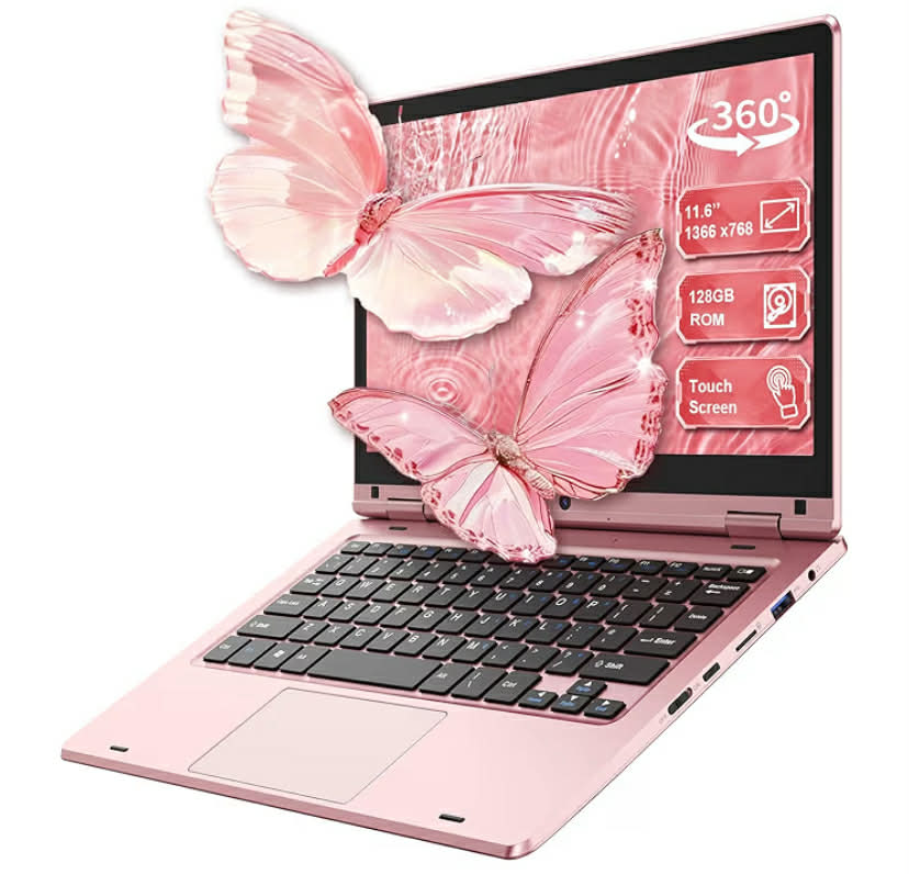 11.6 inch Laptop 6GB RAM 128GB SSD, 360° Foldable Touchscreen Laptop Celeron N4020, Laptop Computer Support TF Card, 2.4G/5G Dual-Band WiFi, Bluetooth, USB 3.0 * 2 for Work, Education, Travel