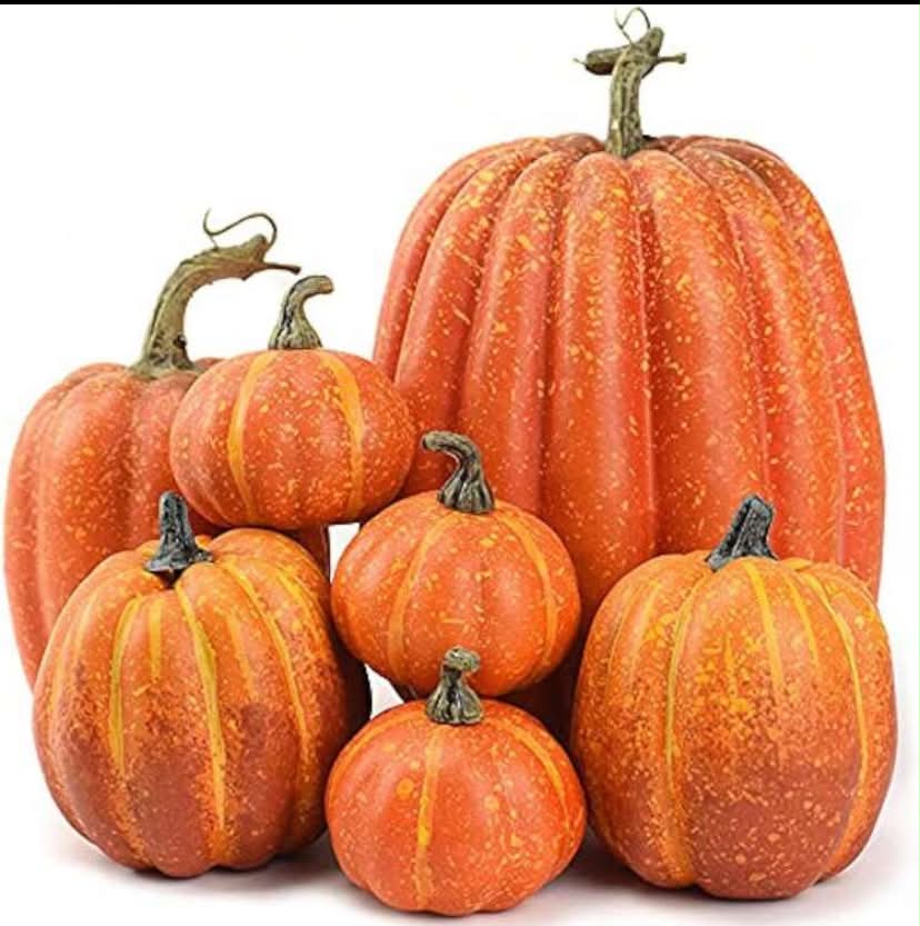 7 Pieces Artificial Pumpkins, Fall Decorations, White Pumpkin