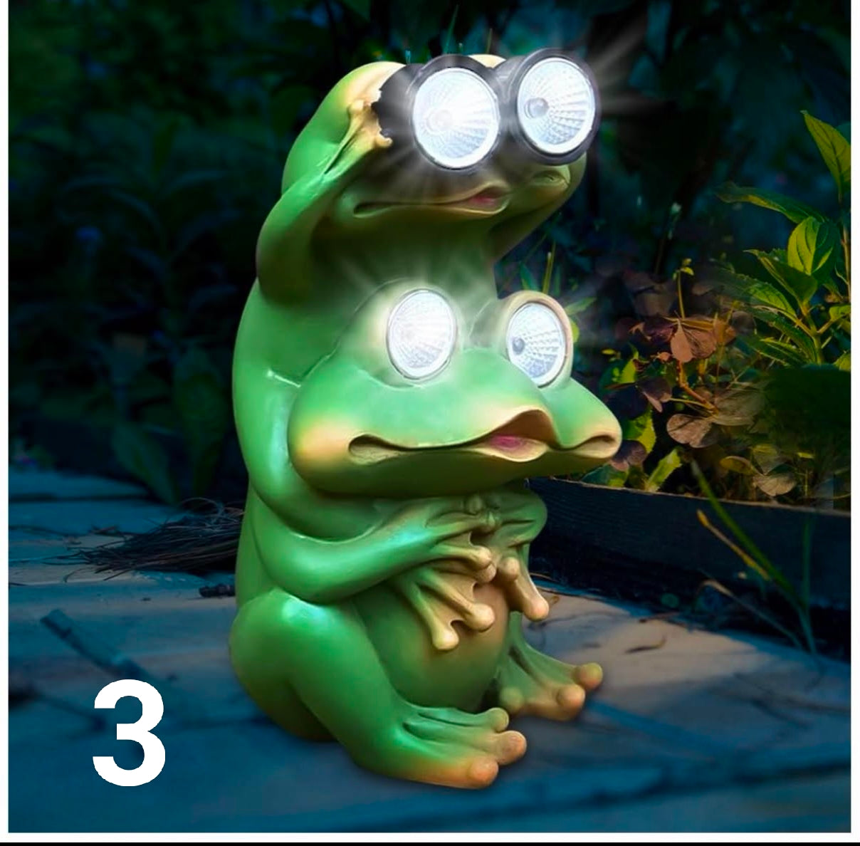 Solar Frog Statues, Waterproof LED Frog Garden Ornaments, Solar
