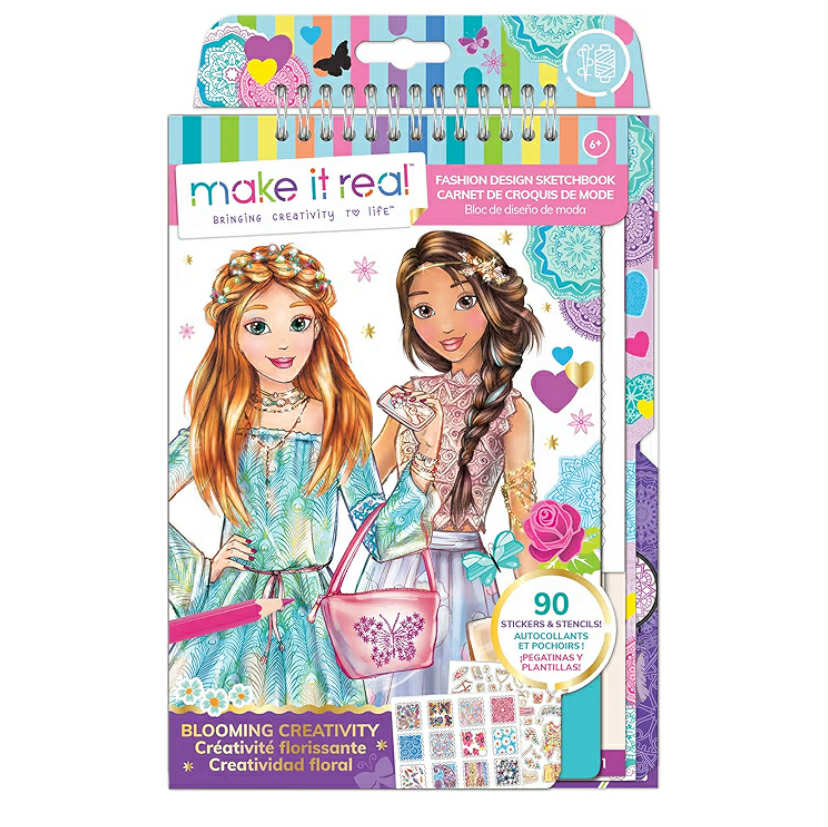 Make It Real Blooming Vibes Sketchbook - Princess Fashion Design Drawing and Craft Book