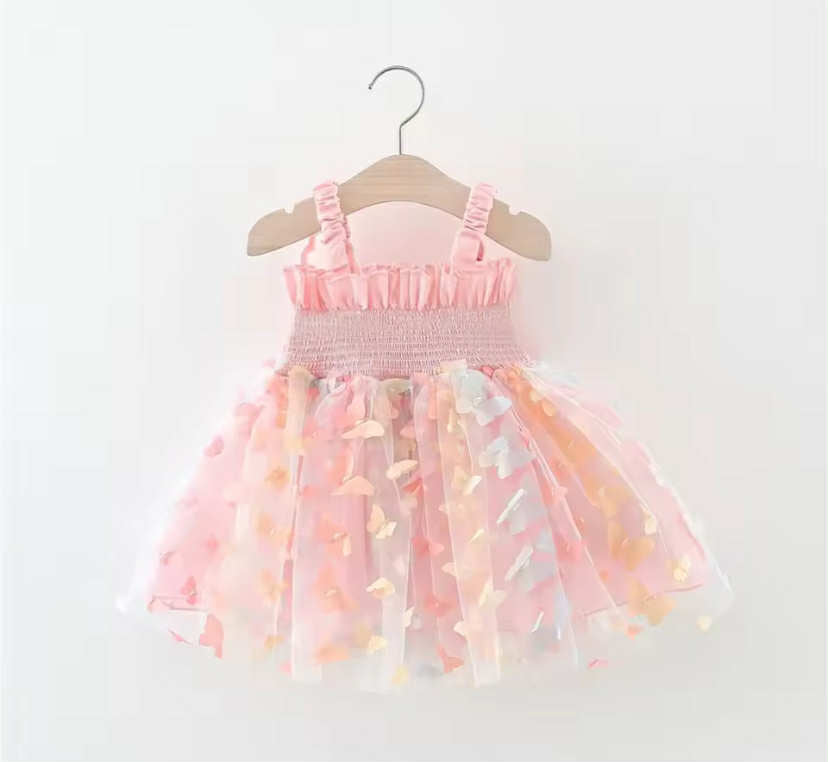 Baby Girl Dress Halter Butterfly Back