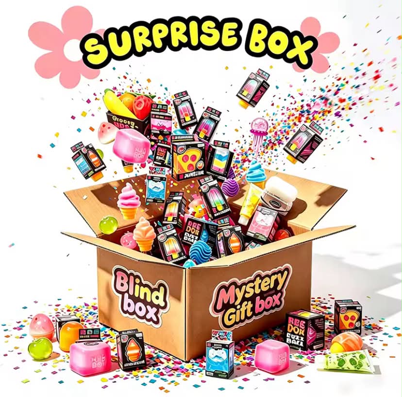 50+pcs NeeDoh Schylling Blind Box Toy,Novelty Stress Relief Toys, Assorted Squishy Figures Blind Box