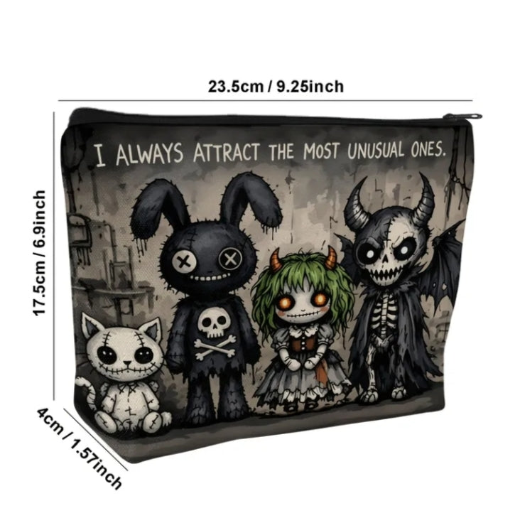 Unique And Adorable Plush Doll Print Cosmetic Bag, Multi-Functional Makeup Bag, Can Hold Cosmetics, Toiletries, Sunscreen, Etc.,