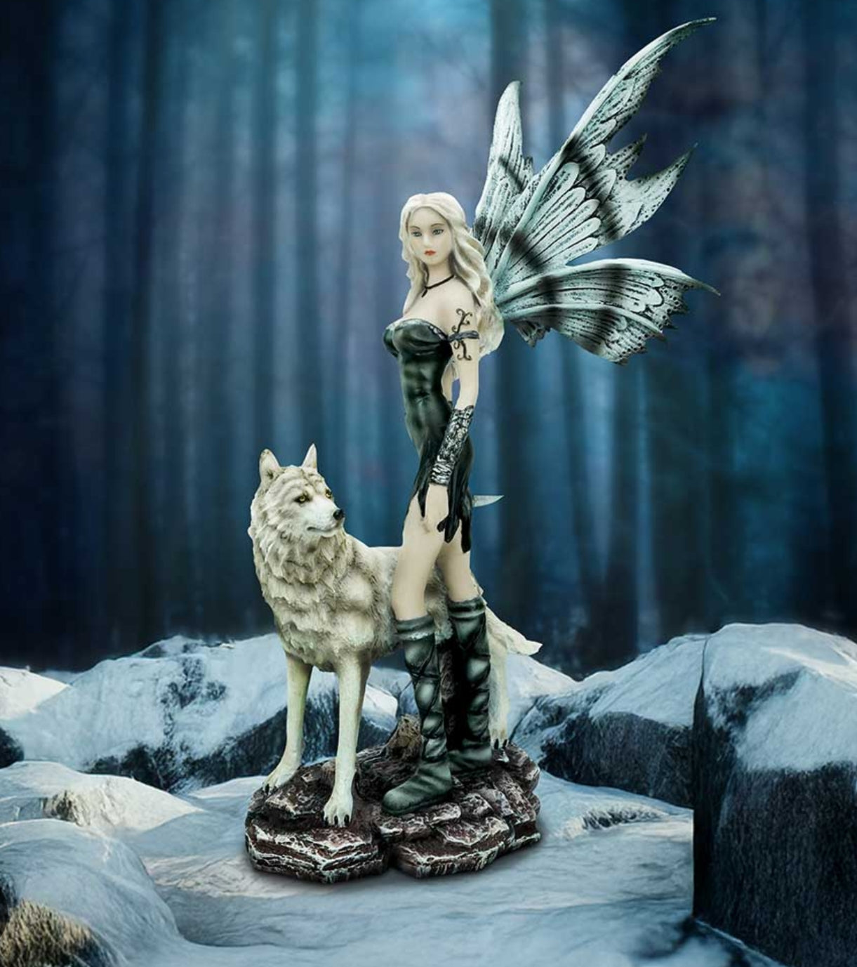 Esarosa – Gothic Fairy with Wolf Companion Figurine