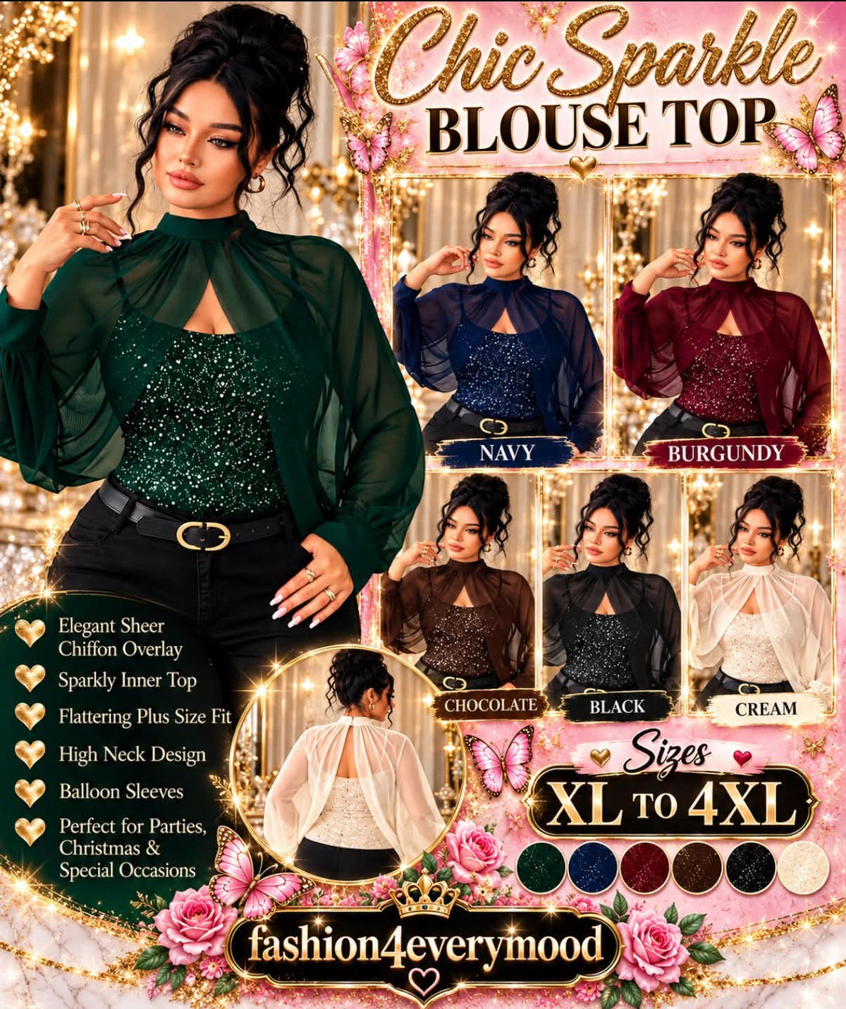Chic Sparkle Blouse Top