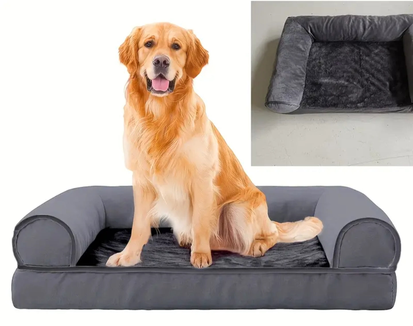 Large Dog Bed with a Cushion, Featuring a Removable And Washable Cover And a Non-Slip Bottom, in Deep Gray Color