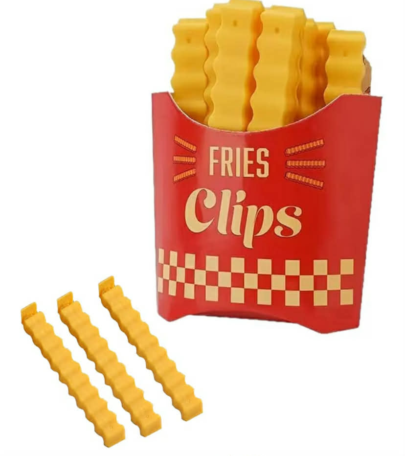 Cute Potato Fry Design Food Clips - Durable Food Bag Clips for Food Storage Space-Saving Kitchen Tools (12-Pack)