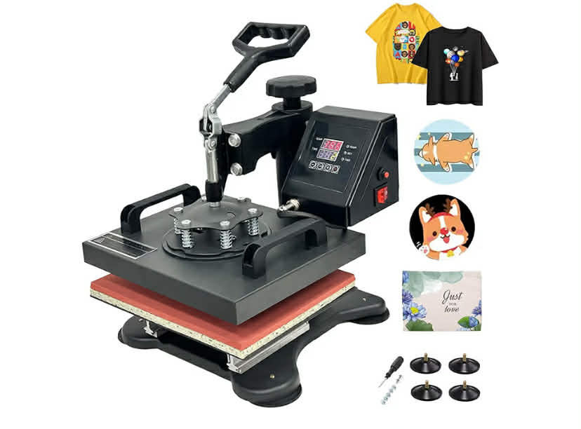 30x25cm 12“x10” Sublimation Heat Press Machine, Transfer Press T-Shirt Textile Printing Machine, 360 Swing Away