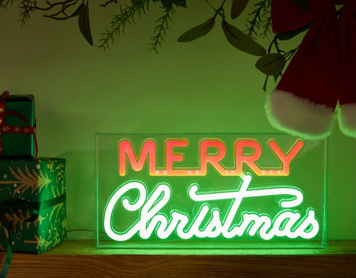 Merry Christmas LED Sign - Hot Pink/Red or Red/Green