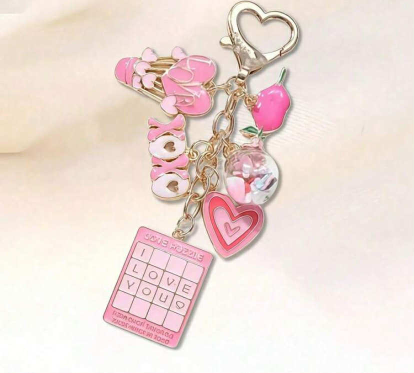 Pink Heart Keychain - A Cute Love-Themed Keychain