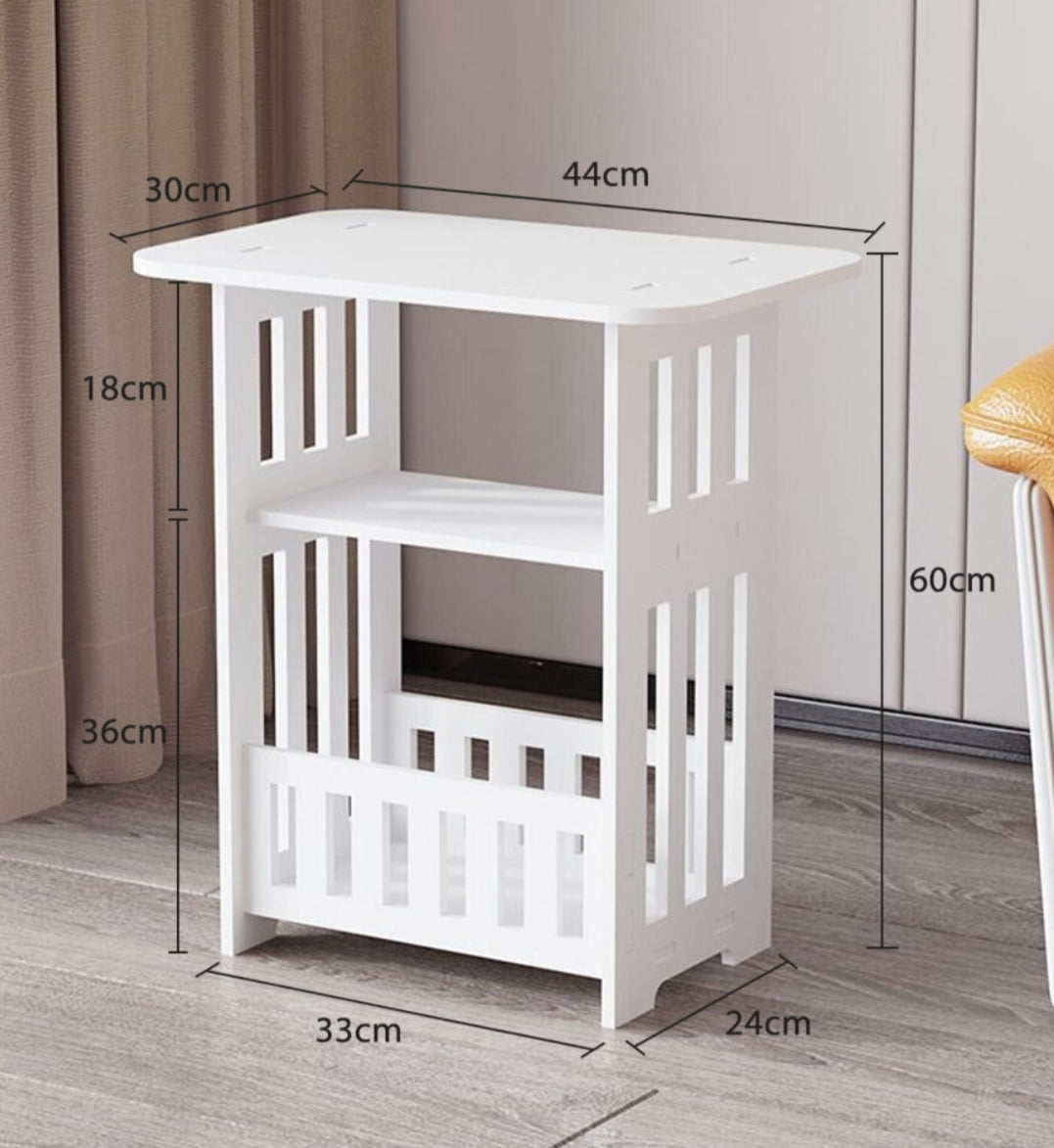 Bedside Table Cabinet Side End Table Nightstand Storage Organizer