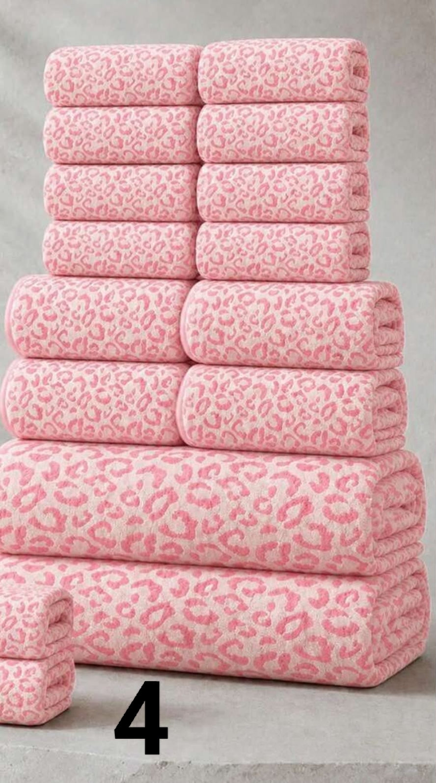 16pcs Fashion Leopard Print Coral Fleece Towel Set,