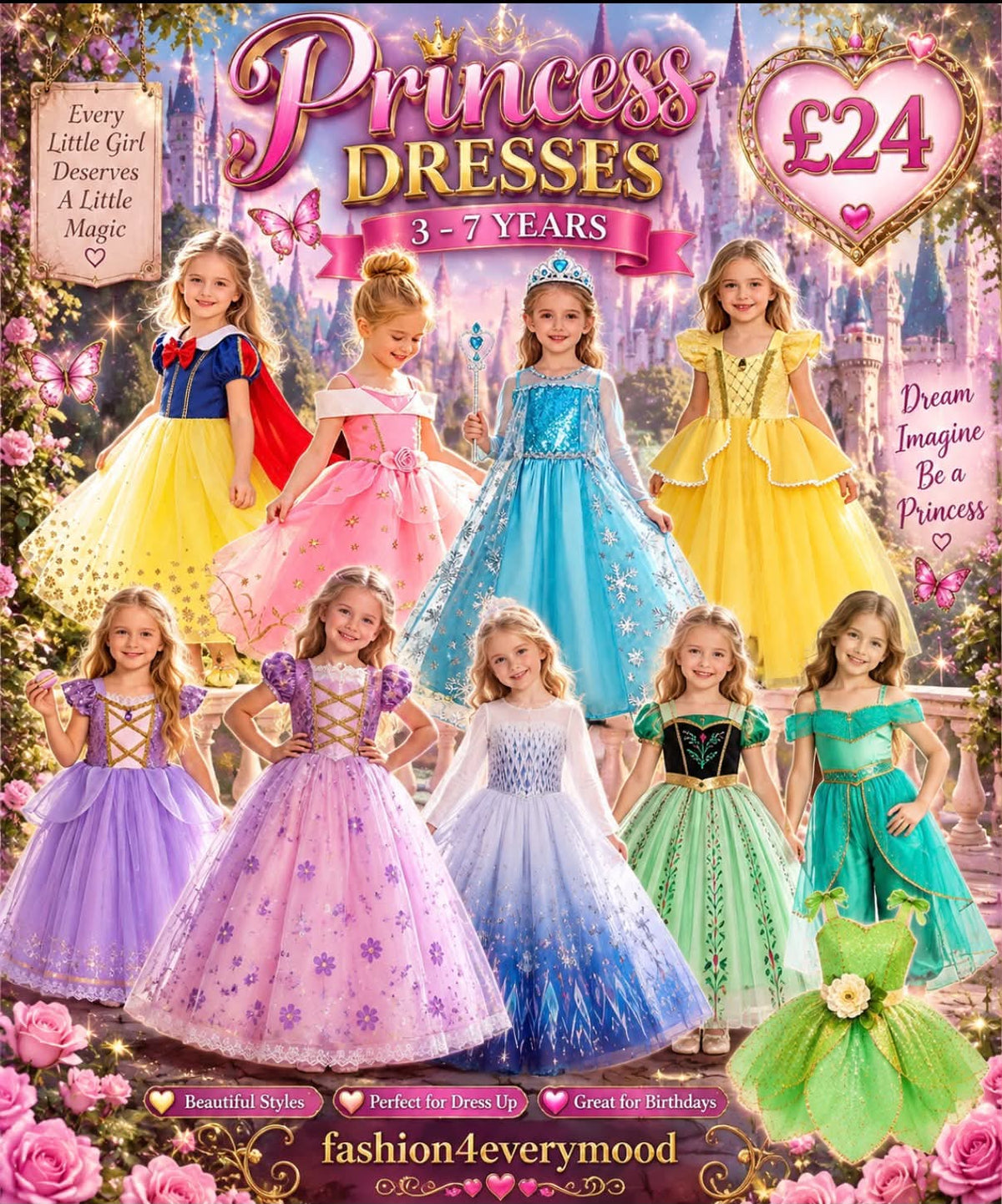 Princess dresses for 3-7 year old