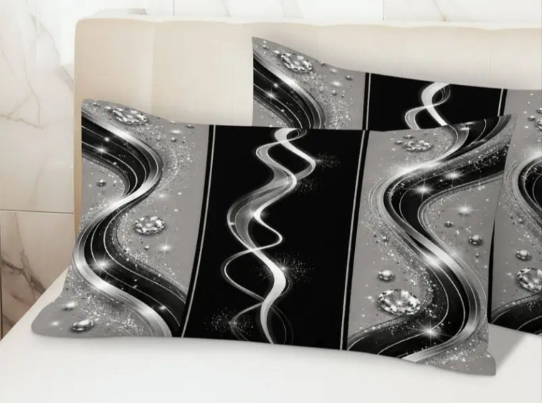 2 pcs Elegant Abstract Glitter Printed Pillowcase, ( Pillow Inserts Not Included), Perfect for Home Decor