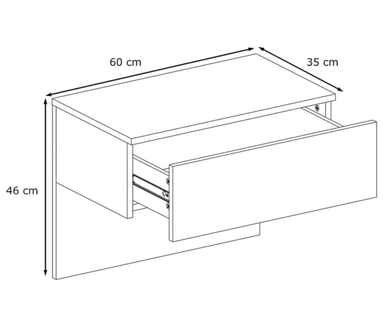 Floating Bedside Table with RGB Light High Gloss White Wall-Mounted