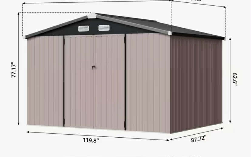 Nordivale 10x8 8x4 6x4 5x3 91.44x60.96 cm Waterproof Metal Outdoor Storage Shed
