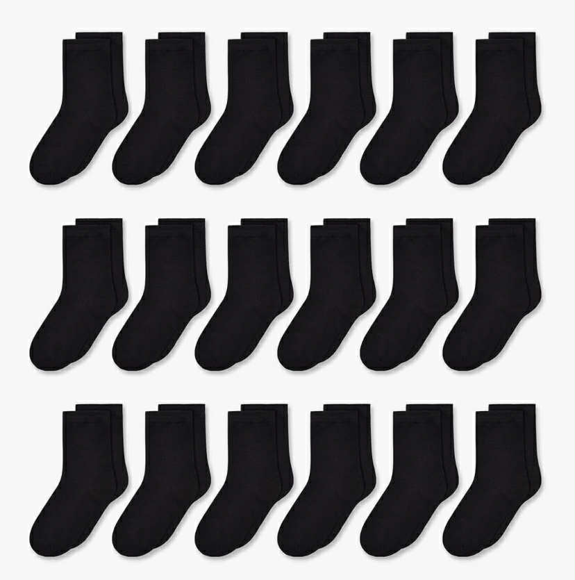 Unisex-Kids 18 Count Black Tube Socks -