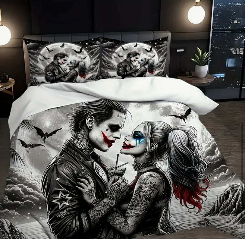 3 pcs Joker and Harley Quinn Cartoon Print