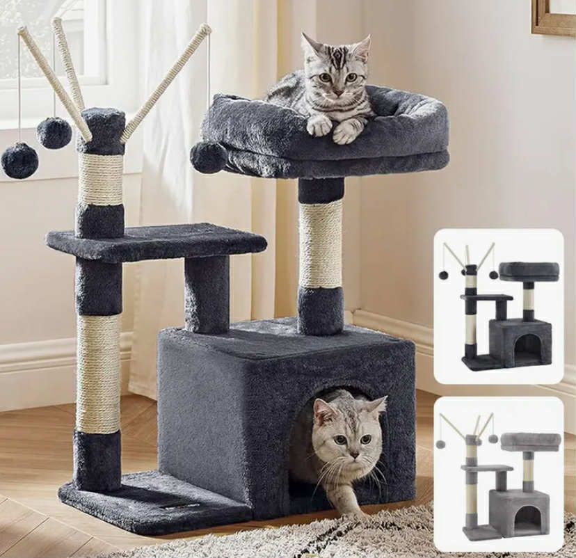 Small Cat Trees with Scratch Boards and Balls Caves and Platforms,