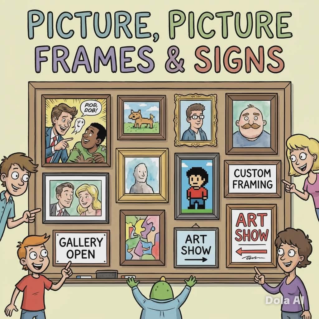 Pictures, picture frames & Signs