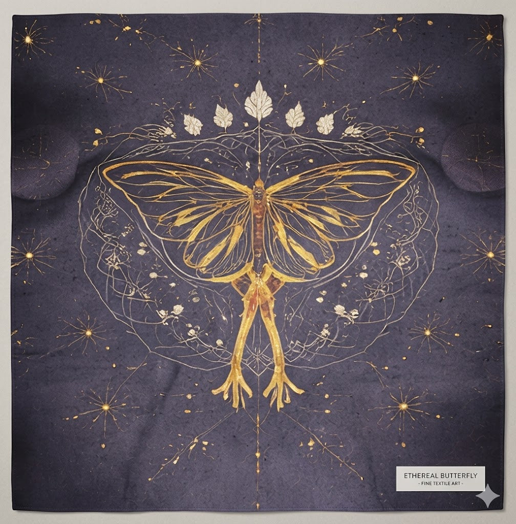 Small tarot/wall cloth, black with yellow moth