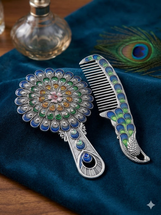 Mirror and Comb set Peacock