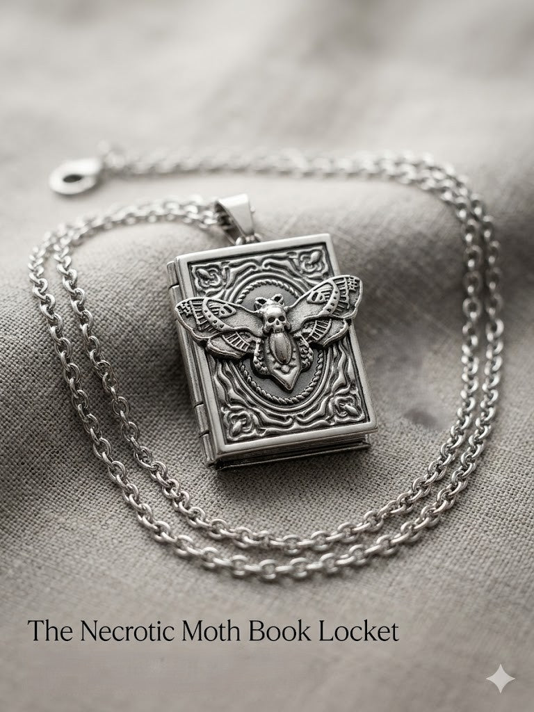 Silver Gothic Book Locket Necklace
