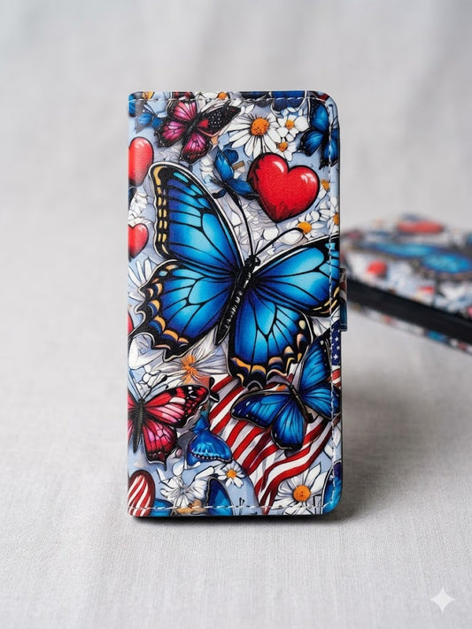12 Purse, Zip-USA Flag Butterfly Wallet