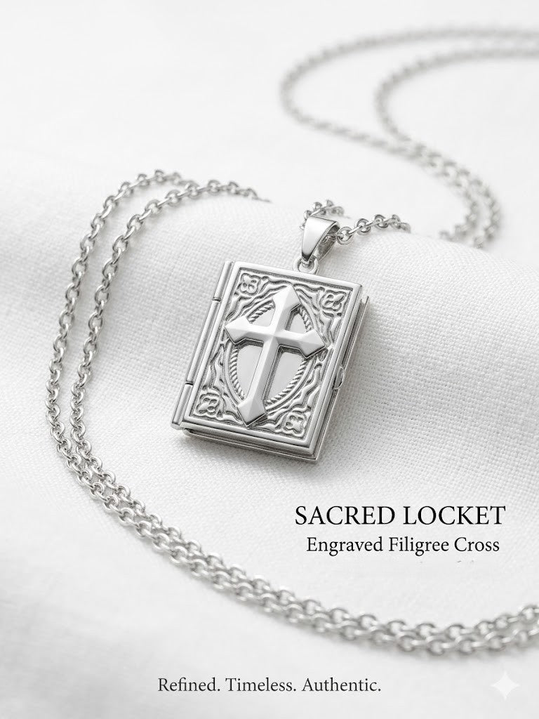 Silver Gothic Book Locket Necklace