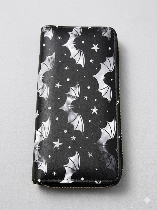 Zip-Around Wallet, Gothic Bats & Stars Wallet