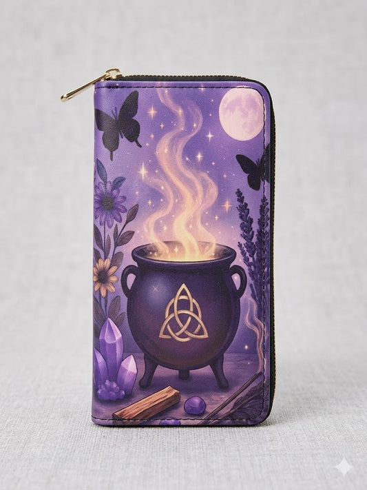 Zip-Around Wallet, Caldron & Crystal Spiritual Wallet