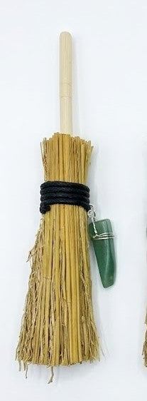 Witch’s Besom/Broom with Genuine Crystal