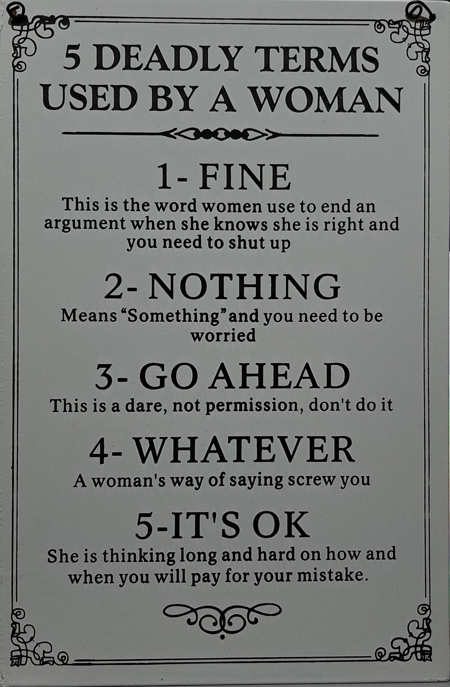 5 Deadly Terms Sign