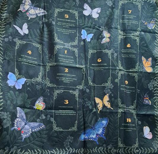 Large tarot/wall cloth, black with colourful butterflies