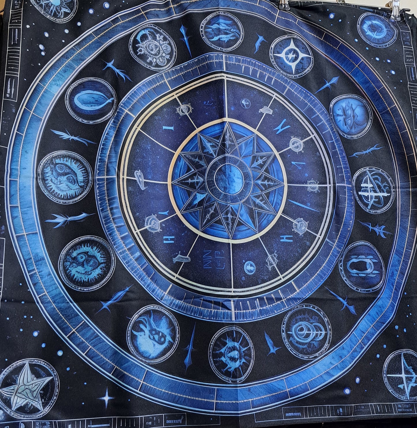 Large tarot/wall cloth, black with blue design