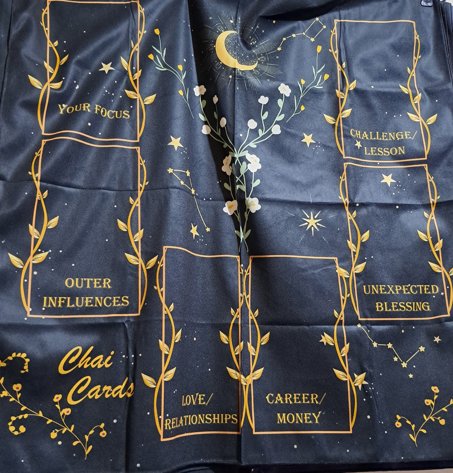 Large tarot/wall cloth, black, yellow flower