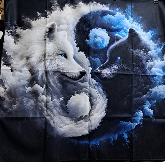 Large tarot/wall cloth, yin yang wolf