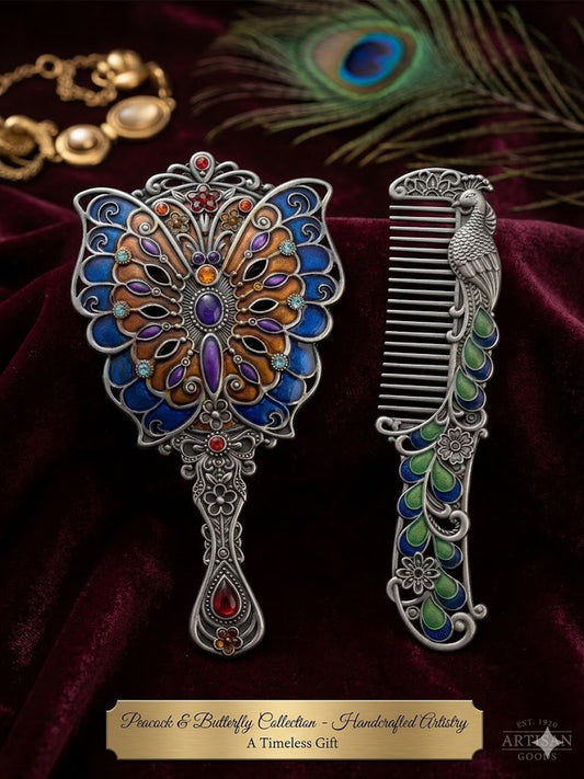 Mirror and Comb set Butterfly Blue