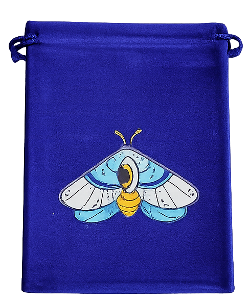 Cobalt Moth Illustration Drawstring Pouch