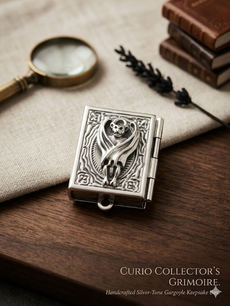 Silver Gothic Book Locket Necklace