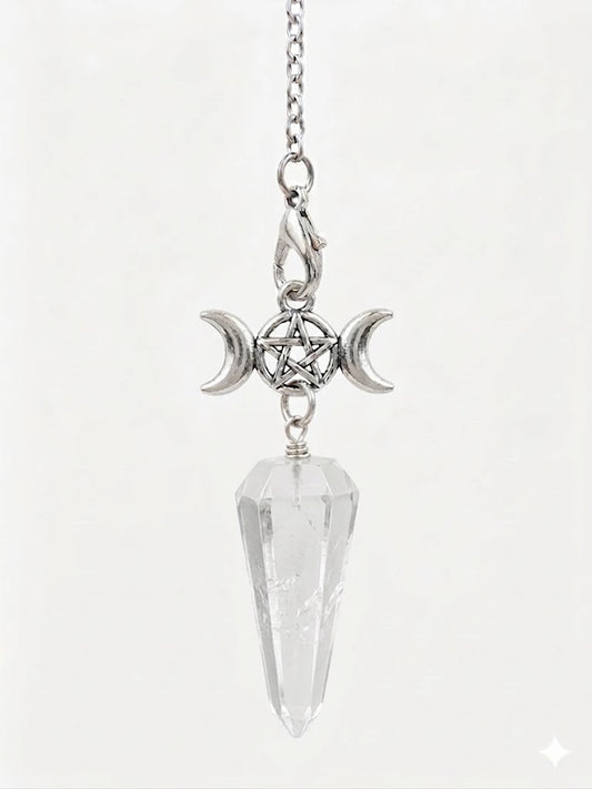 Triple Moon Pendulum with Clear Quartz Crysta
