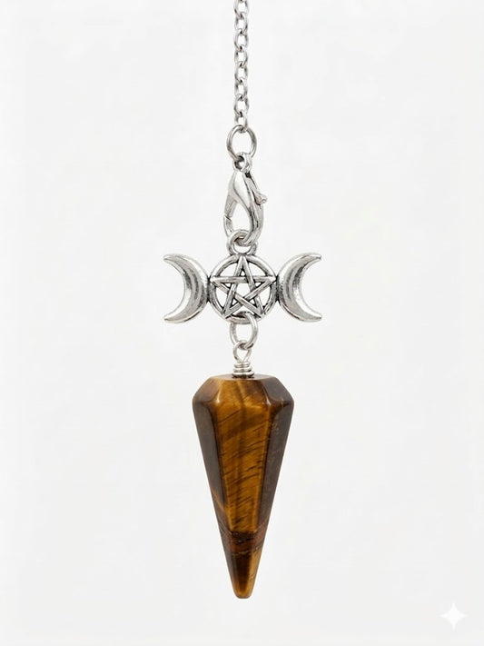 Triple Moon Pendulum with Tiger Eye